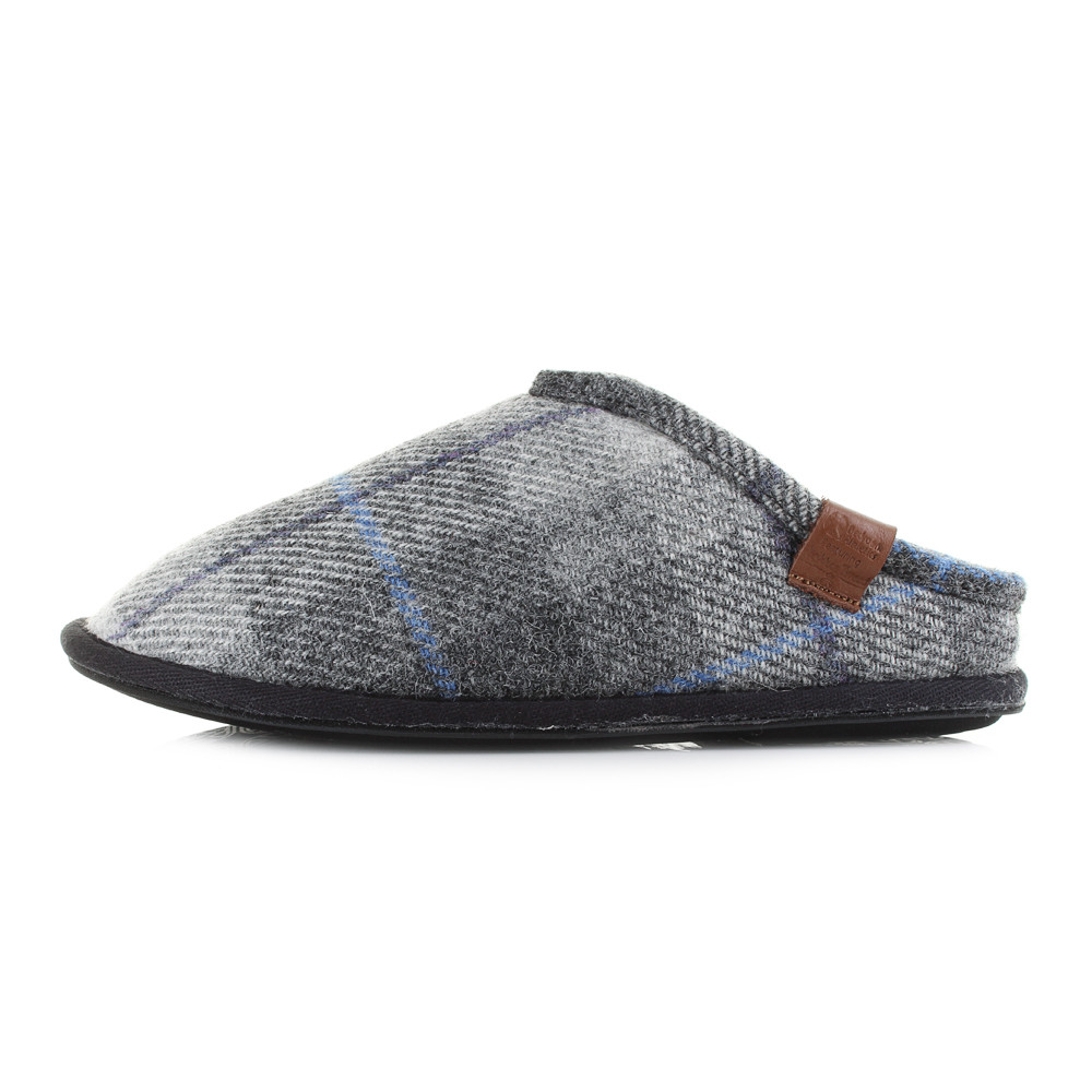 Mens Bedroom Slippers
 Mens Bedroom Athletic William Grey Charcoal Check Harris