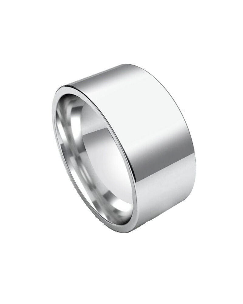 Mens Stainless Steel Wedding Rings
 Polished 10mm Wide Engravable Flat Stainless Steel Uni