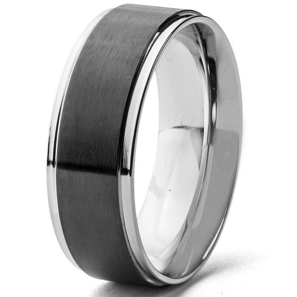 Mens Stainless Steel Wedding Rings
 Shop Men s Stainless Steel Blackplated Brushed Center