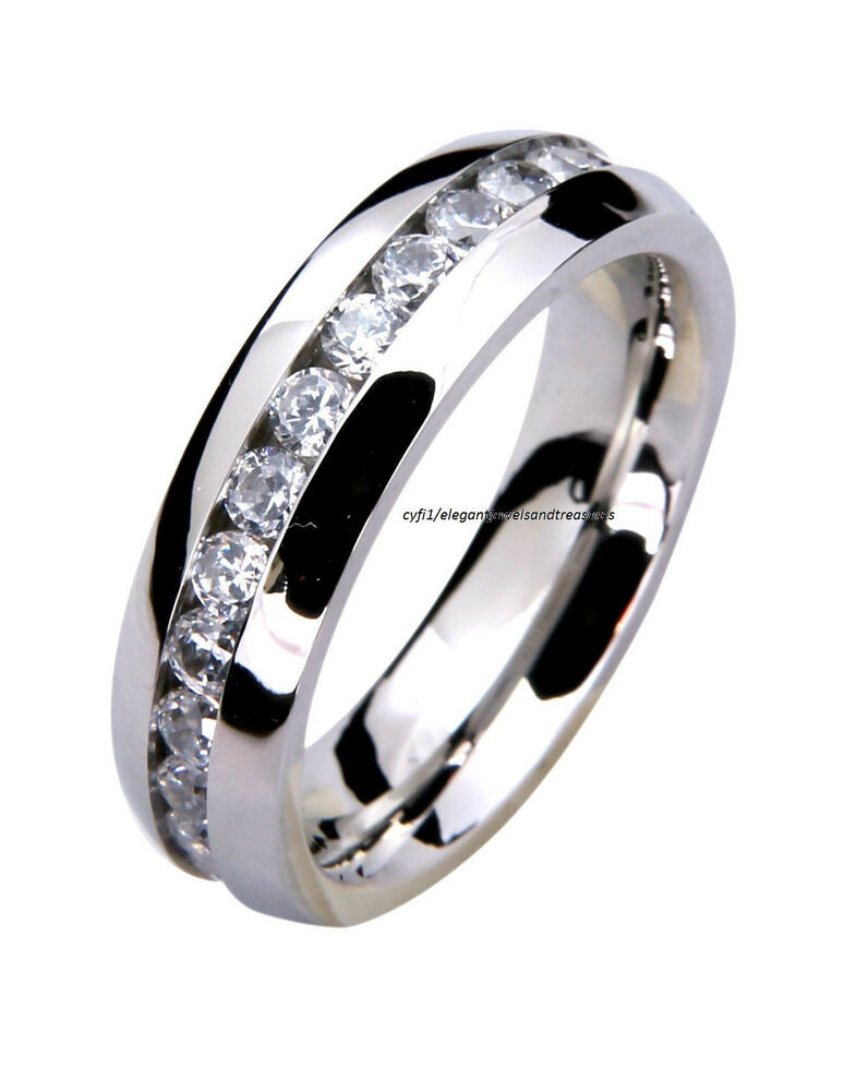 Mens Stainless Steel Wedding Rings
 316L Stainless Steel Mens La s fort Fit 6mm Cz