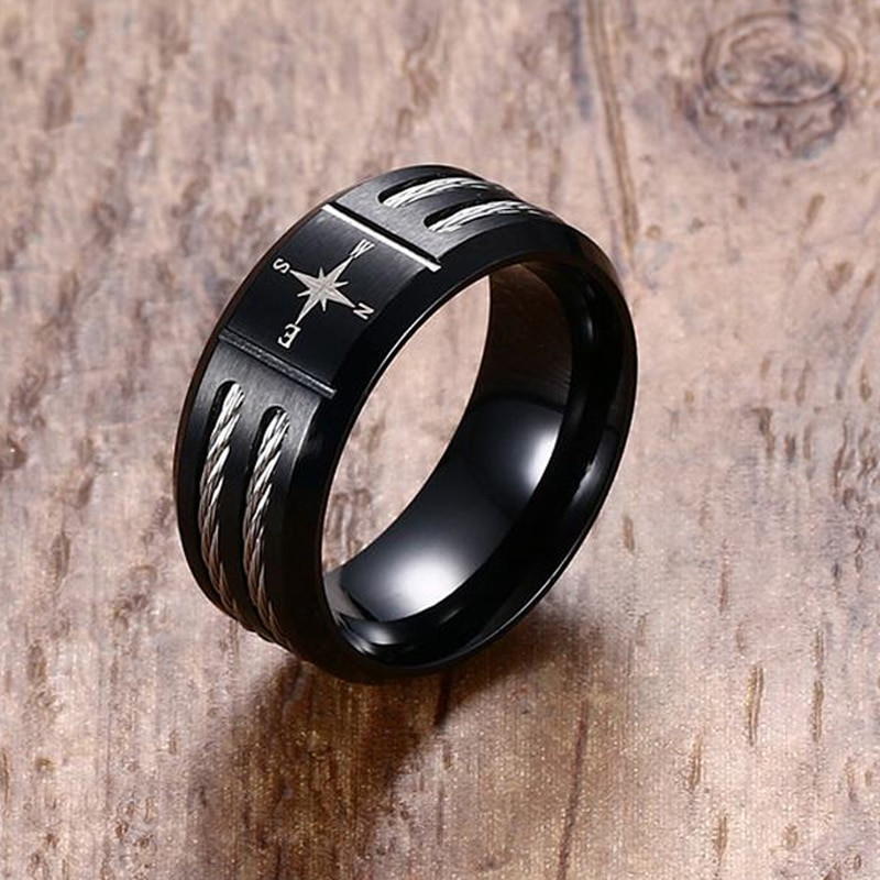 Mens Stainless Steel Wedding Rings
 Mens Cable Rings in Black Titanium Steel Wedding Band with