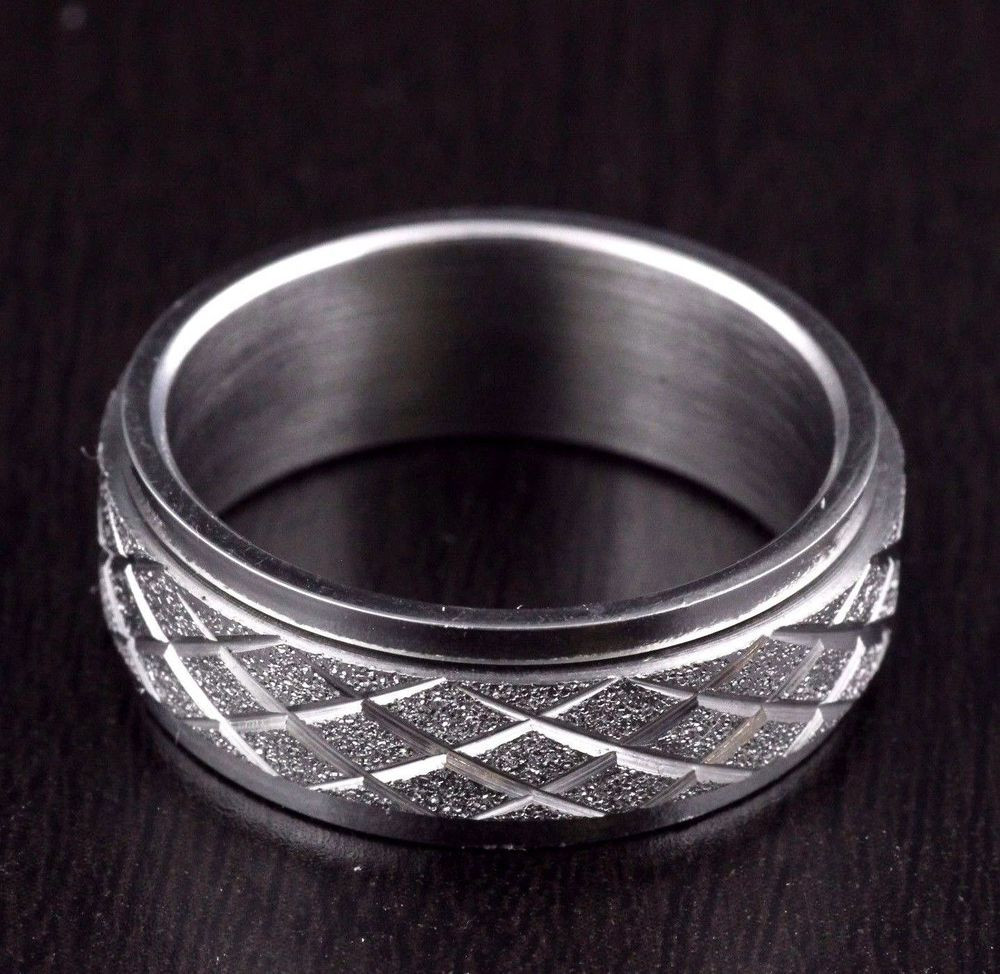 Mens Stainless Steel Wedding Rings
 Uni Mens Womens Stainless Steel Diamond Cut Rolling