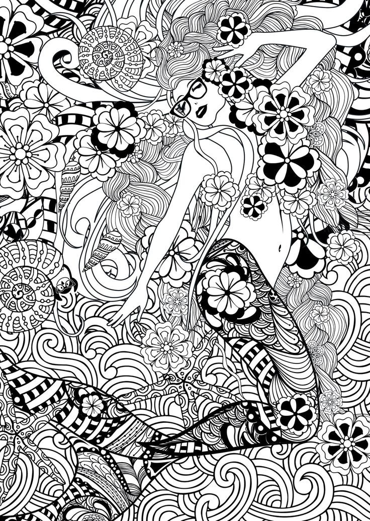 Mermaid Adult Coloring Book
 1892 best images about Coloring pages for adults