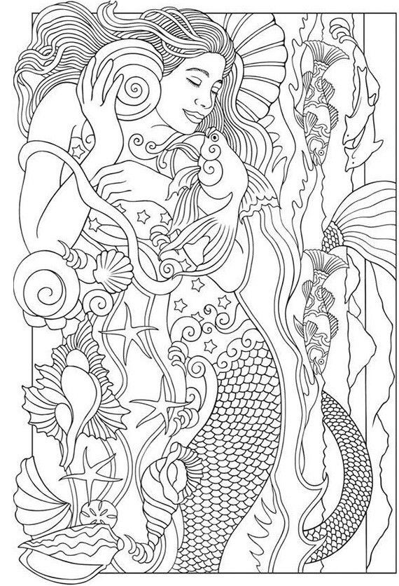 Mermaid Adult Coloring Book
 287 best Mermaid Coloring Pages for Adults images on