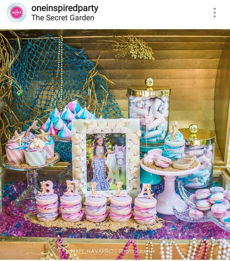 Mermaid And Unicorn Party Ideas
 Mermaid and Unicorn Theme Birthday Party Dessert Table