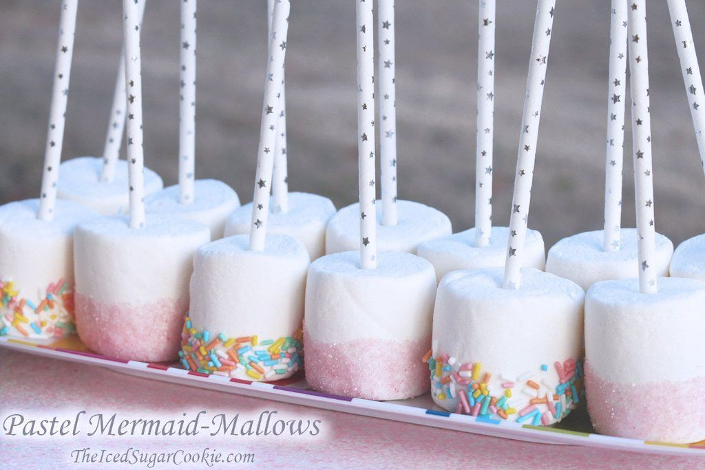 Mermaid And Unicorn Party Snack Ideas
 Pastel Mermaid Mallows Mermaid Birthday Party Food Idea