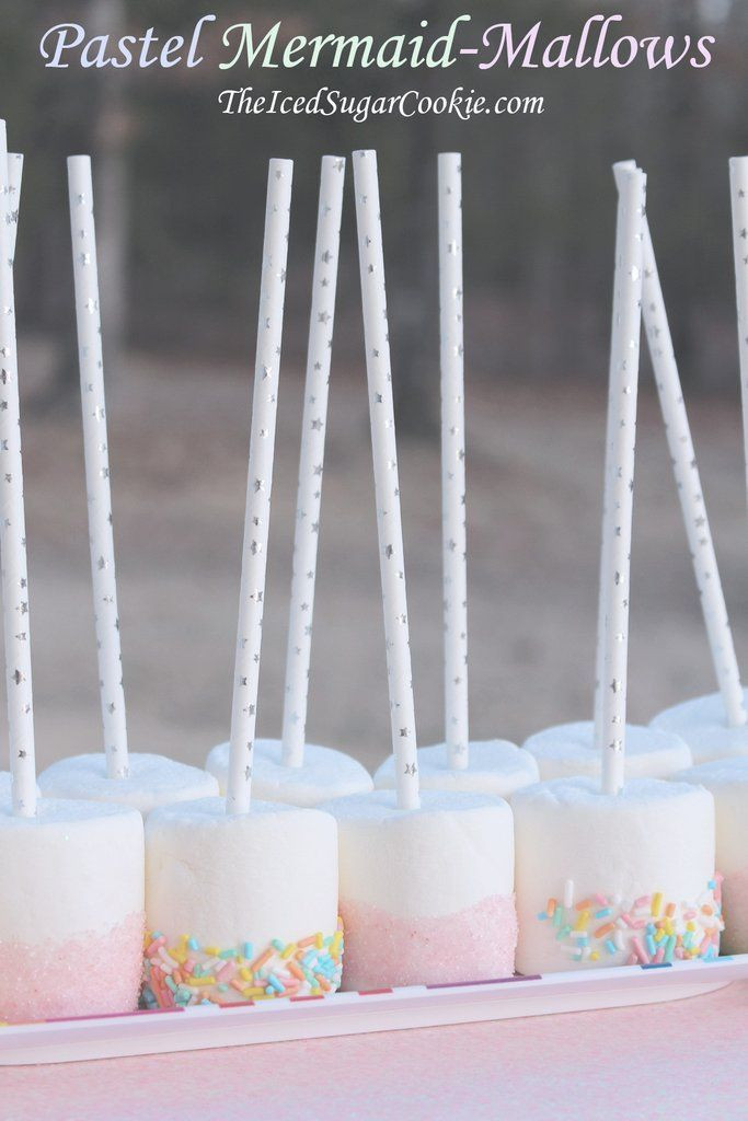 Mermaid And Unicorn Party Snack Ideas
 Pastel Mermaid Mallows Mermaid Birthday Party Food Idea