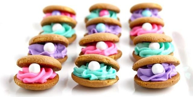 Mermaid And Unicorn Party Snack Ideas
 Clam Shell Cookies with Buttercream Recipe