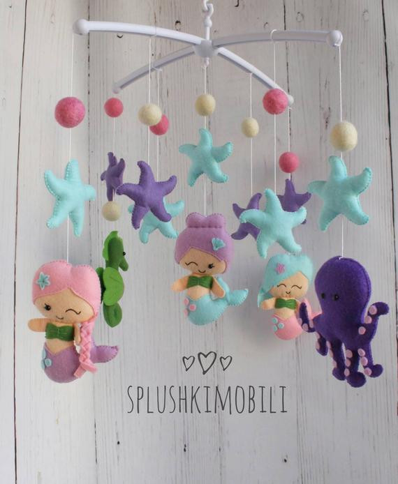 Mermaid Baby Room Decor
 Mermaid nursery decor mermaid baby mobile baby felt mobile