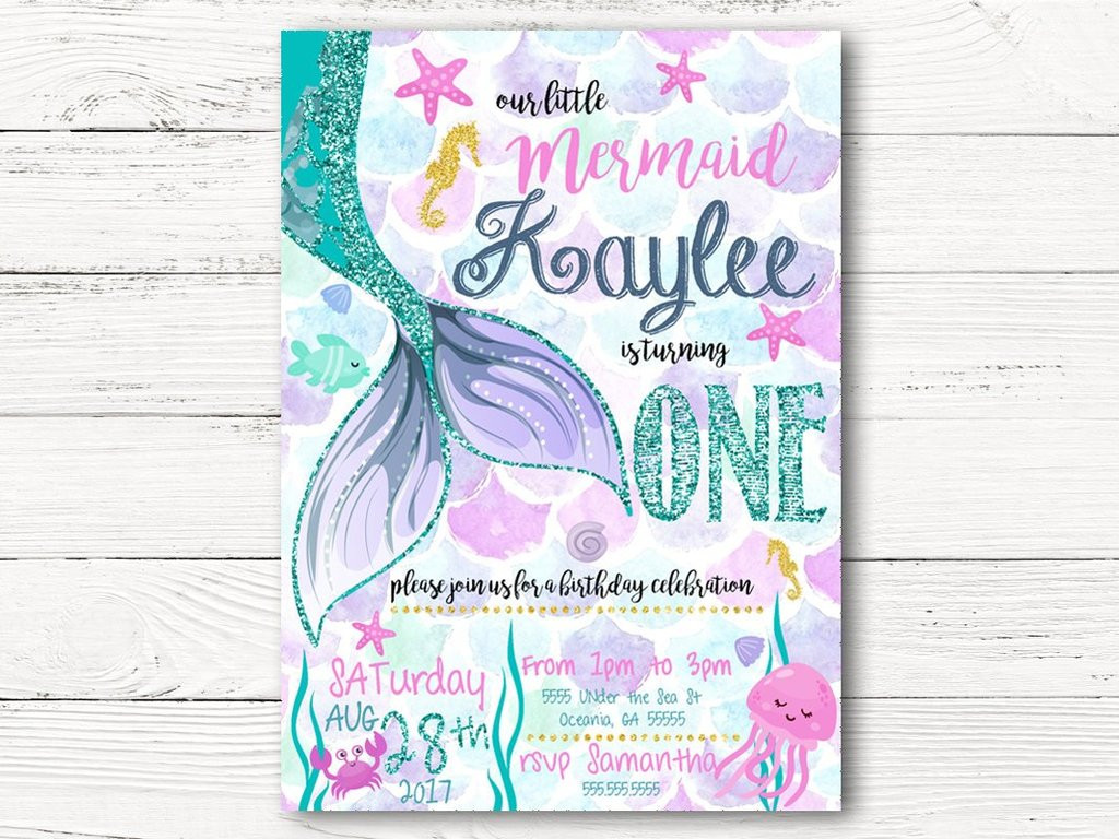 Mermaid Birthday Invitations
 Digital Mermaid Birthday Invitations – Swanky Party Box