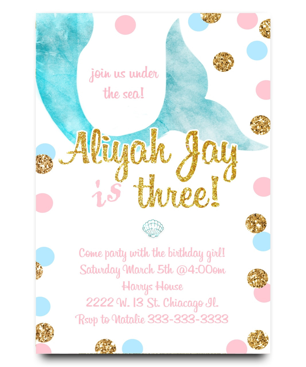 Mermaid Birthday Invitations
 Mermaid birthday invitation