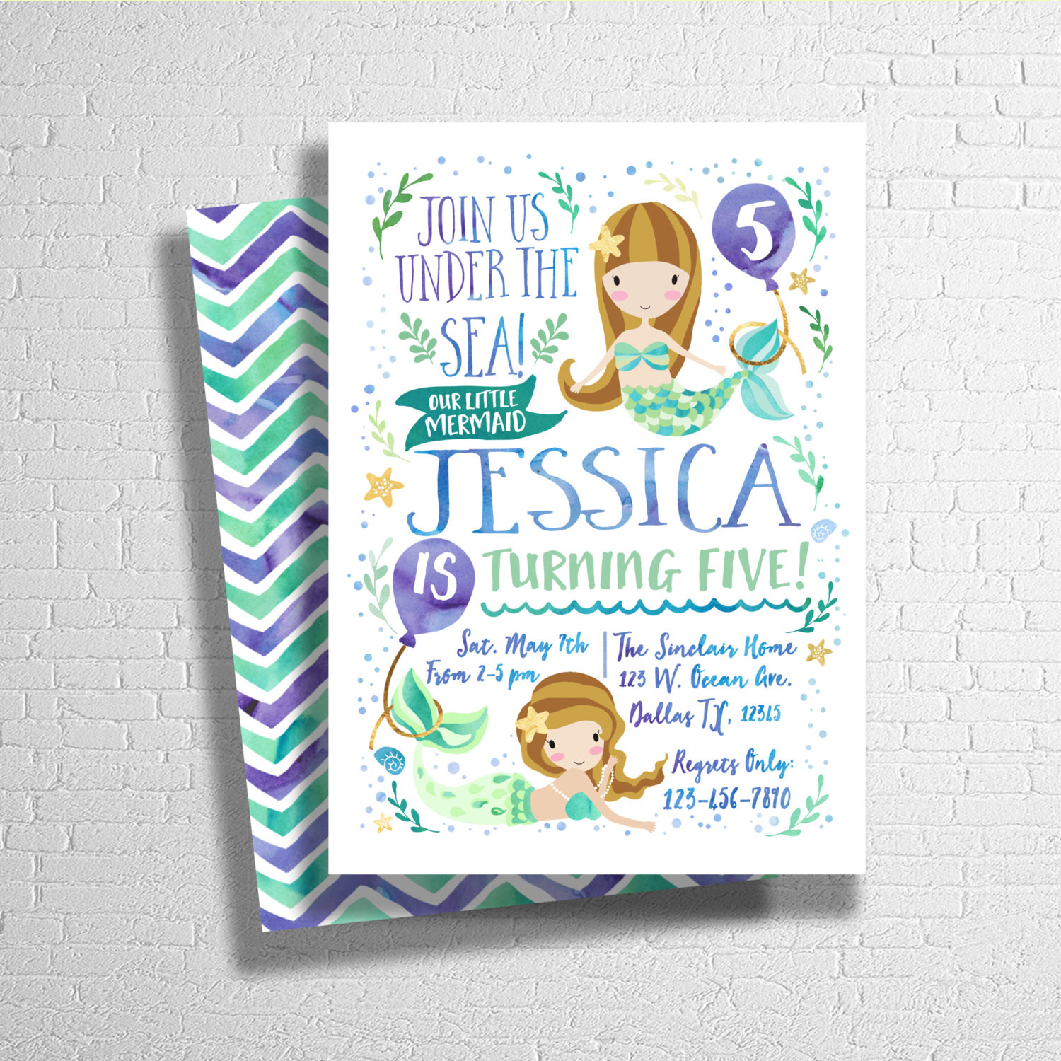 Mermaid Birthday Invitations
 Mermaid Birthday Invitation Our Little Mermaid under the