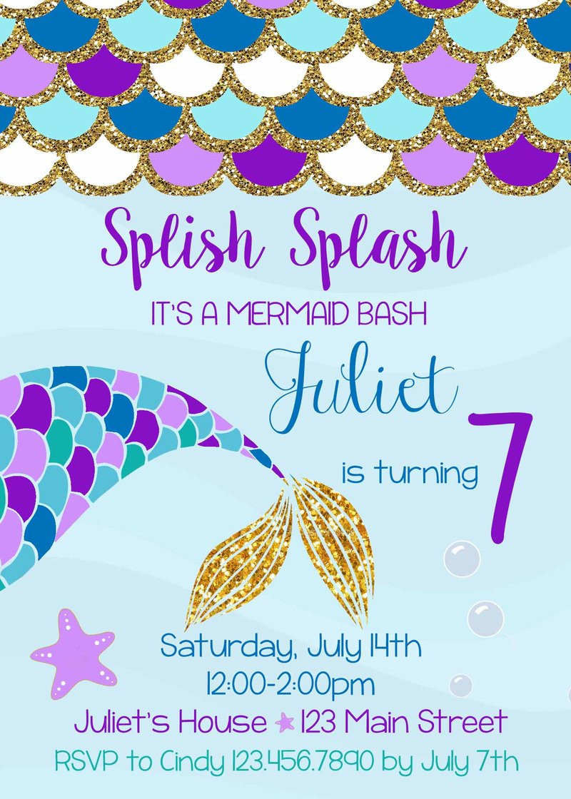 Mermaid Birthday Invitations
 Mermaid Birthday Invitation – 24 Ink