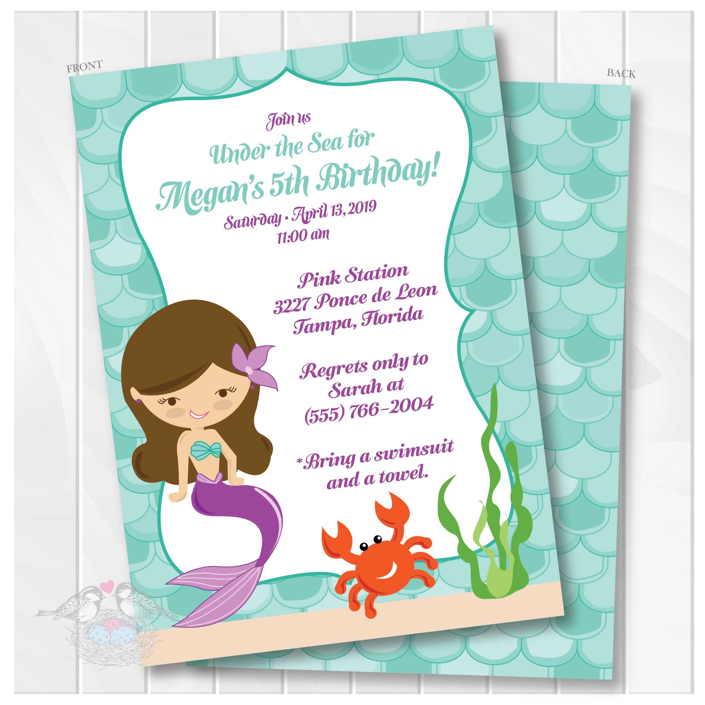 Mermaid Birthday Invitations
 Mermaid Birthday Invitation Birthday Invitation Under