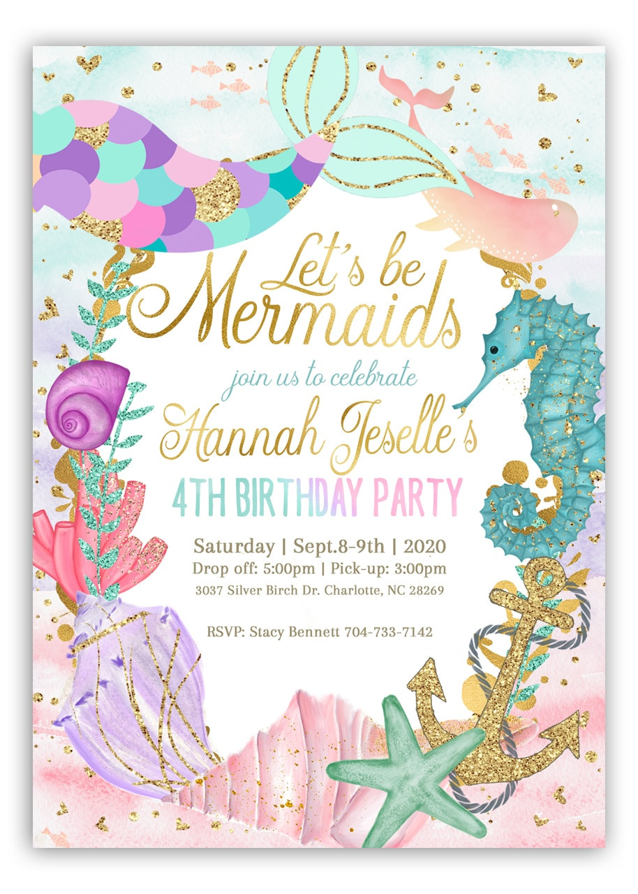 Mermaid Birthday Invitation Template Free