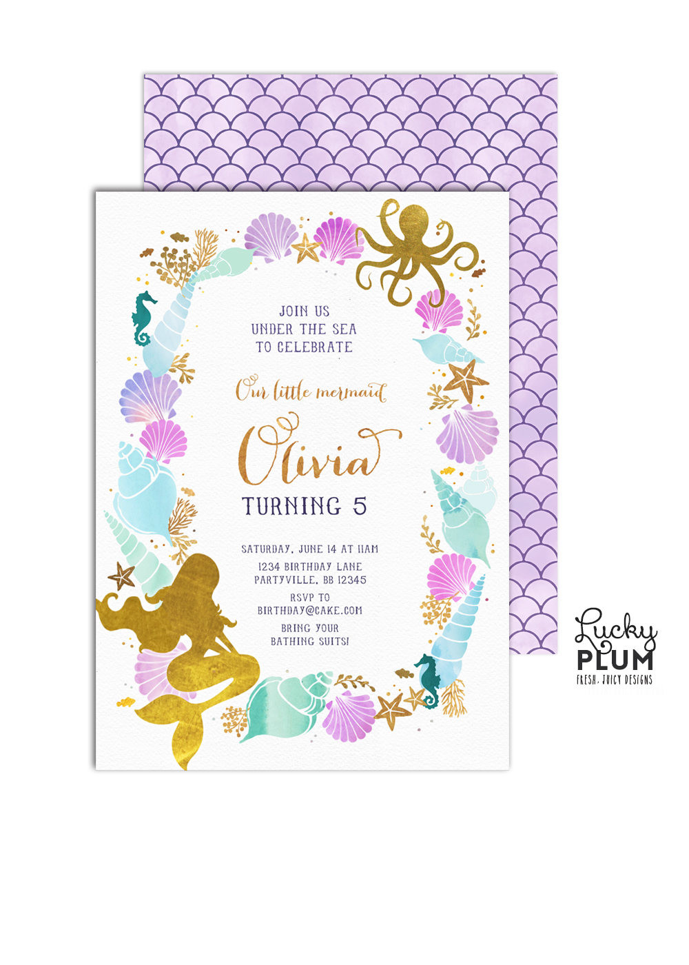 Mermaid Birthday Invitations
 Mermaid Birthday Invitation Little Mermaid Invitation