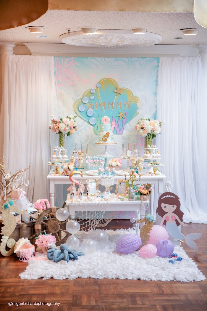 Mermaid Party Decorations Ideas
 Kara s Party Ideas Pastel Mermaid Birthday Party