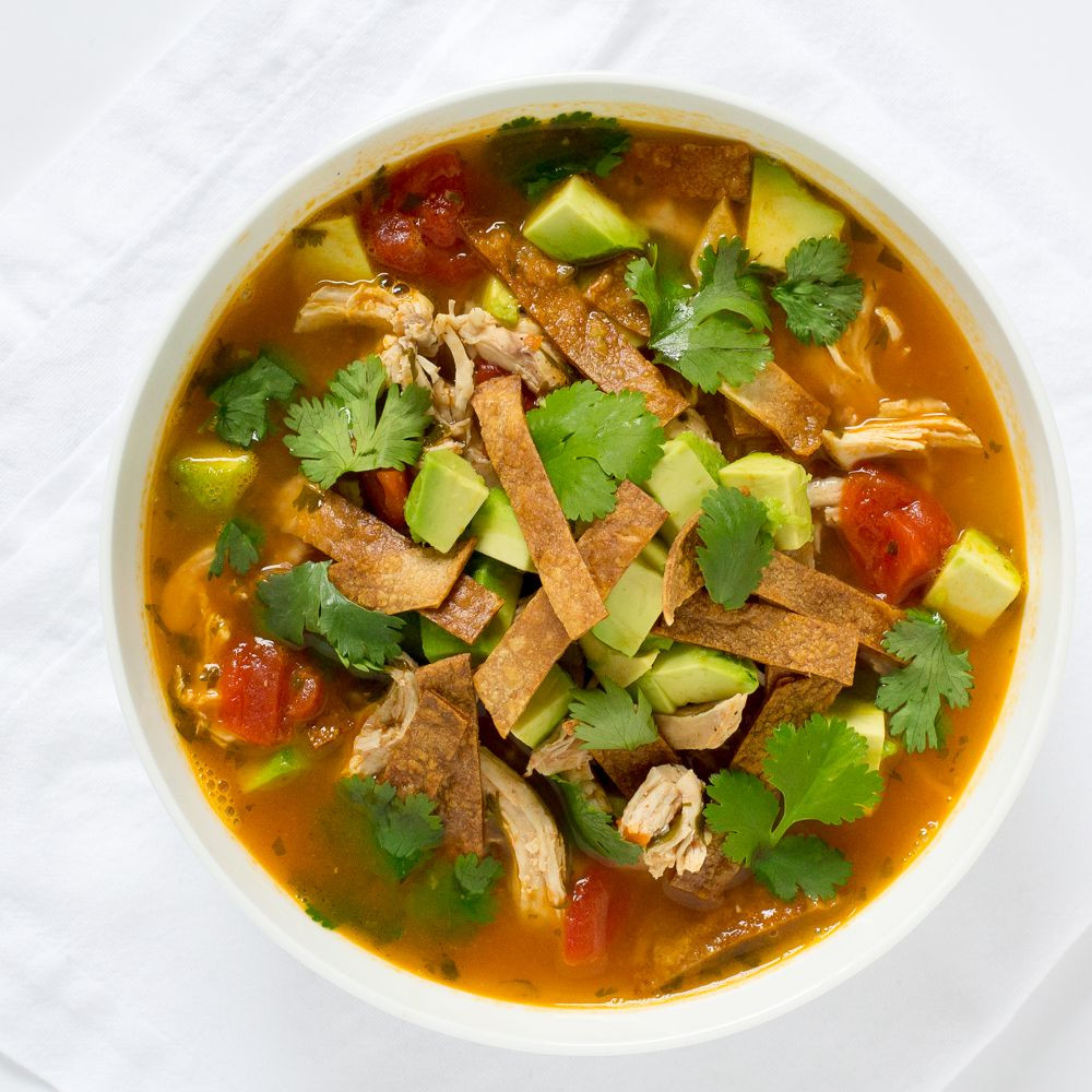 Mexican Chicken Soup With Rice And Avocado
 Mexican Chicken Soup with Avocado & Tortilla Crisps