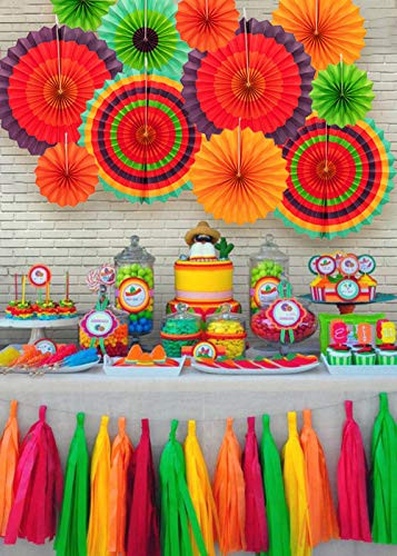 Mexican Kids Party
 12 Paper Fan Mexican Fiesta Birthday Carnival Kids Party