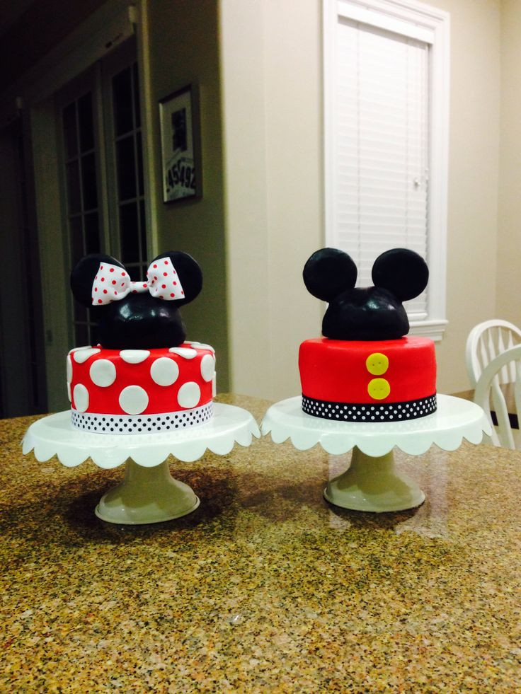 Mickey And Minnie Birthday Cake
 Twins Mickey and Minnie Mouse Disney birthday Cake