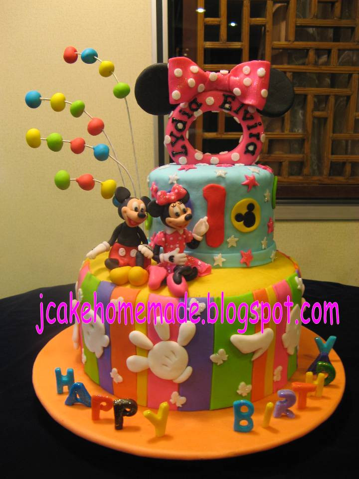 Mickey And Minnie Birthday Cake
 Jcakehomemade Mickey Mouse and Minnie Mouse birthday cake