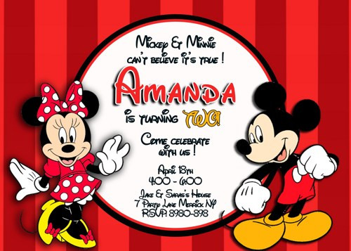 Mickey And Minnie Mouse Birthday Invitations
 Mickey and Minnie Mouse Birthday Invitations – Bagvania