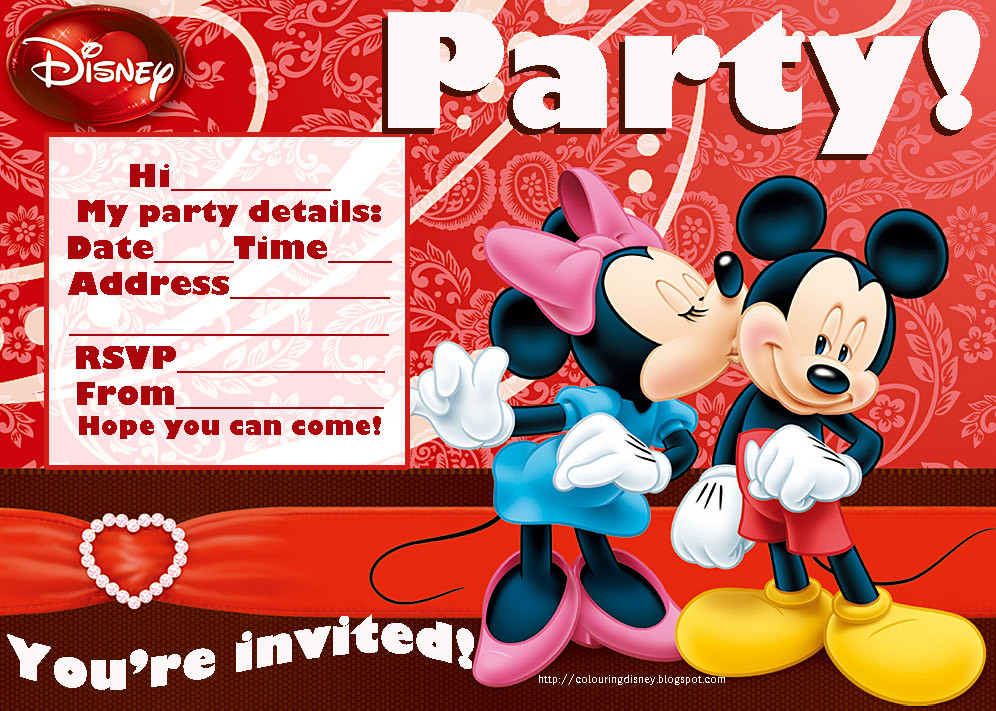 Mickey And Minnie Mouse Birthday Invitations
 DISNEY COLORING PAGES