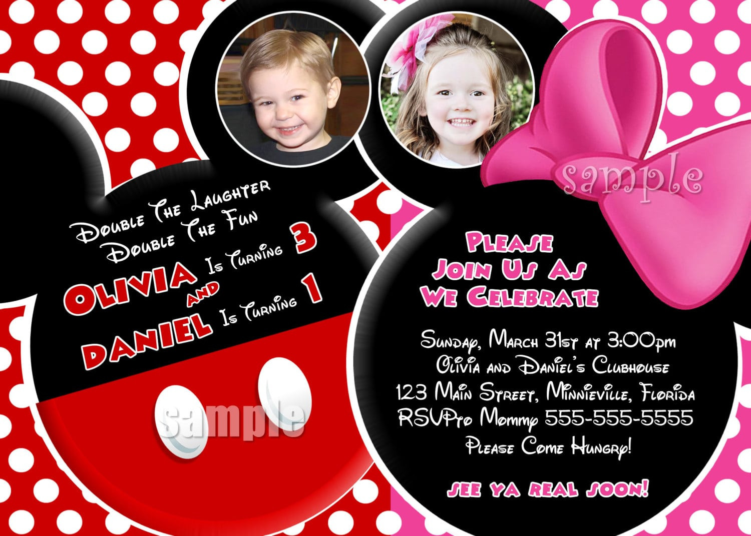 Mickey And Minnie Mouse Birthday Invitations
 Minnie Mouse Invitation Template Free