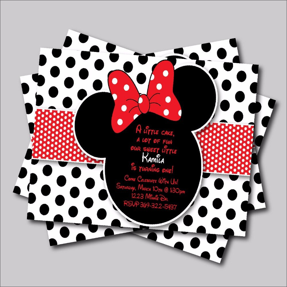 Mickey And Minnie Mouse Birthday Invitations
 20 pcs lot Minnie Mouse Birthday invitation Mickey Minnie