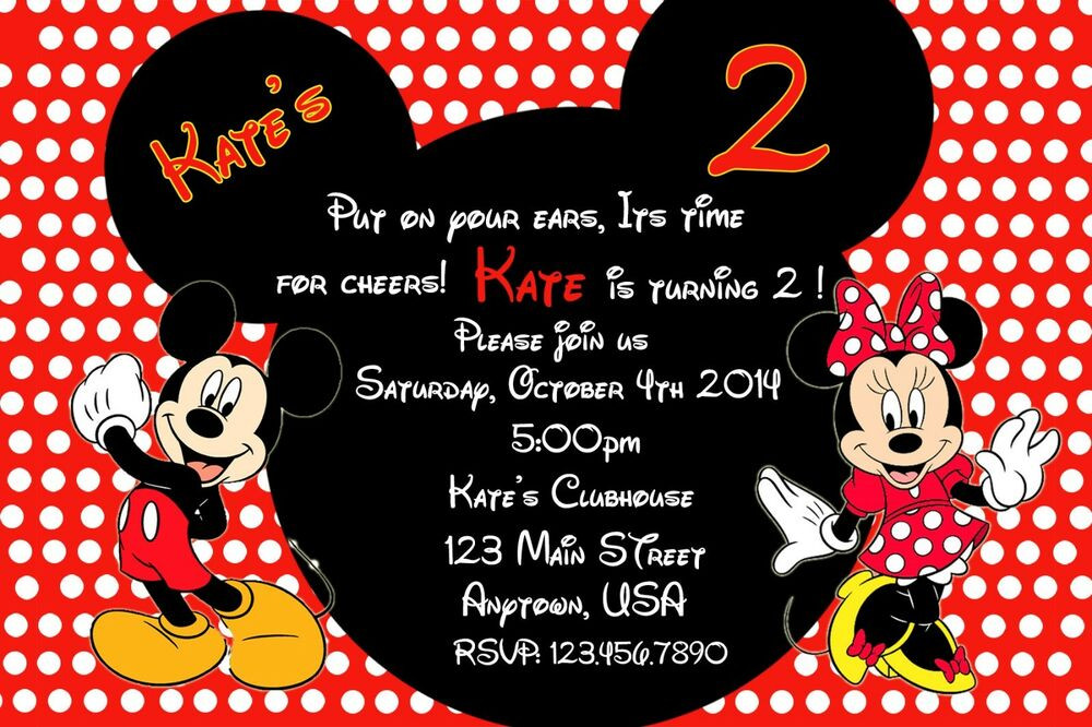 Mickey And Minnie Mouse Birthday Invitations
 Mickey Mouse Birthday Invitation Minnie Mouse Birthday