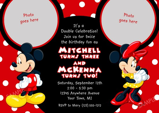 Mickey And Minnie Mouse Birthday Invitations
 Mickey Mouse Clubhouse Birthday Party Invitations