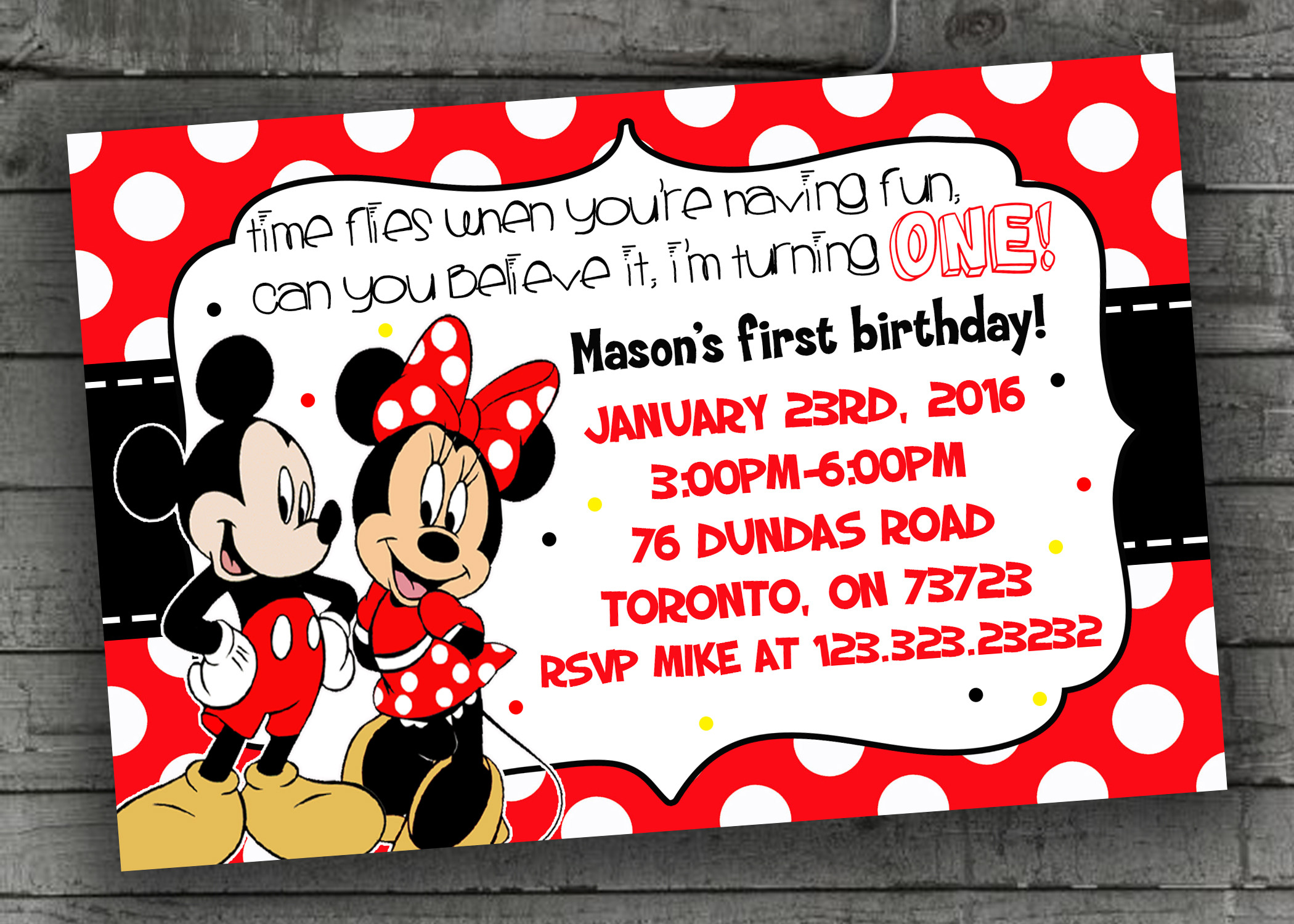 Mickey And Minnie Mouse Birthday Invitations
 Mickey & Minnie Mouse Party Invitations Kids Party