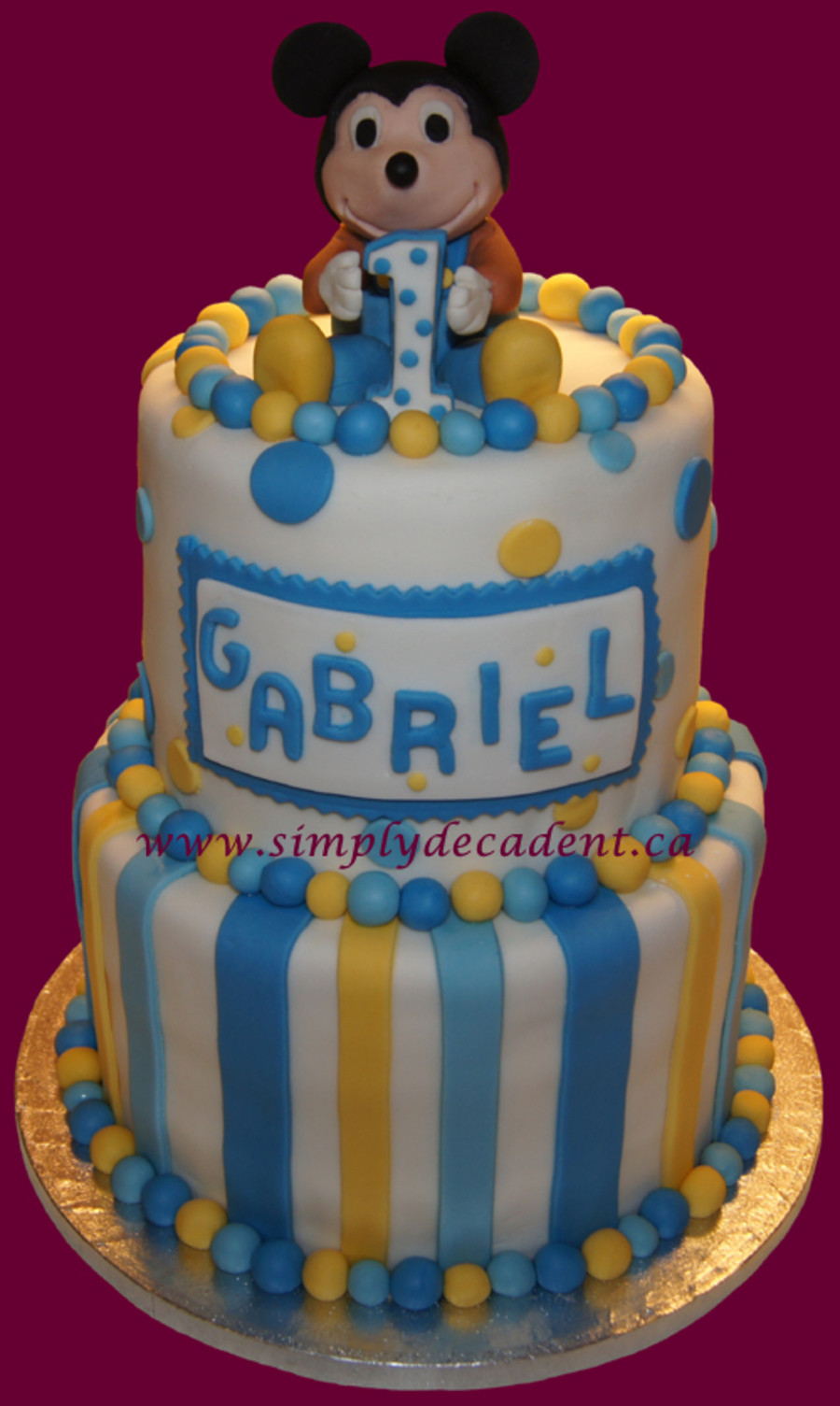 Mickey Birthday Cake
 Fondant Baby Mickey Mouse 1St Birthday Cake CakeCentral