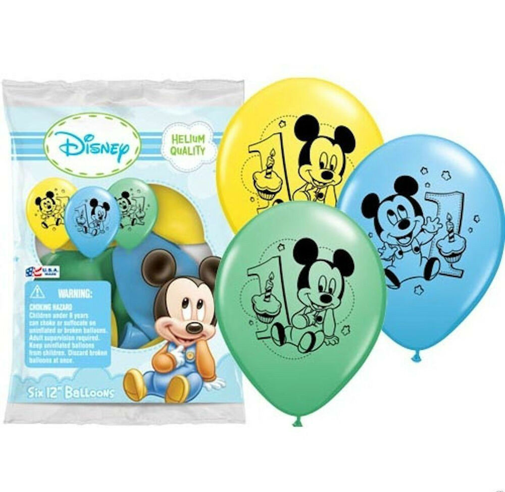 Mickey Mouse 1st Birthday Party Supplies
 12 Baby Mickey Mouse 1st First Birthday Favor Balloons