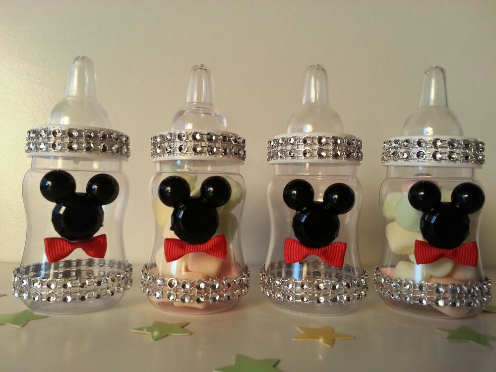 Mickey Mouse Baby Shower Decor
 12 Mickey Mouse Fillable Bottles Baby Shower Favors Prizes