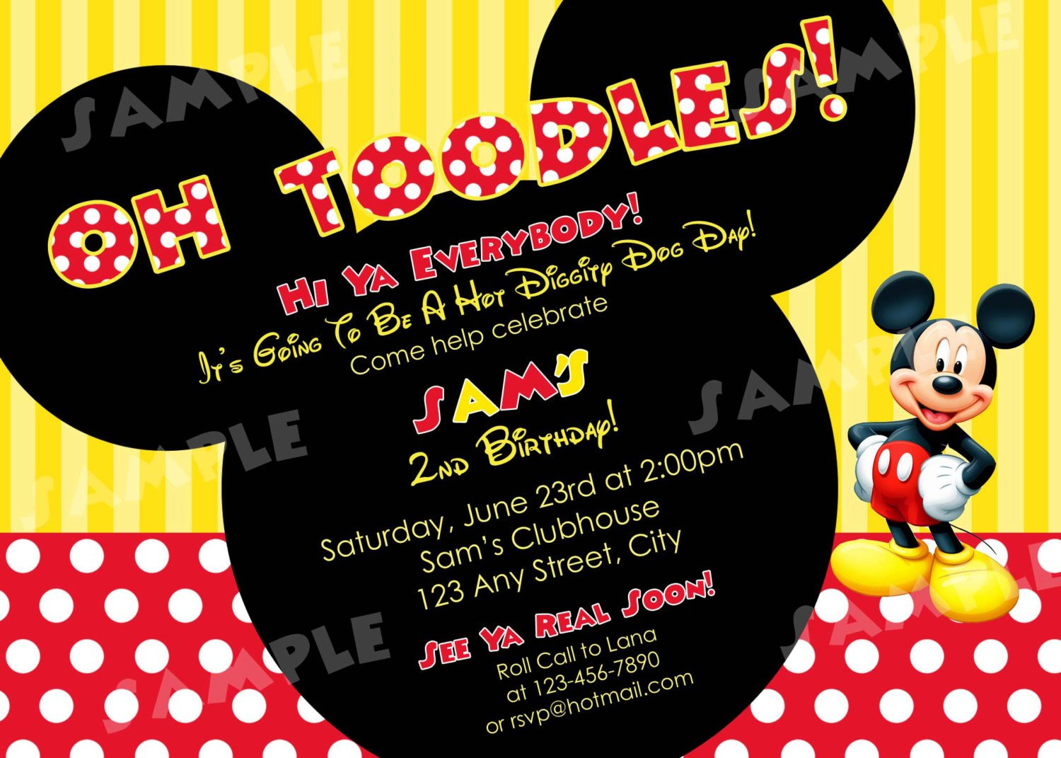 Mickey Mouse Birthday Invitation Wording
 2nd Birthday Invitation Wording