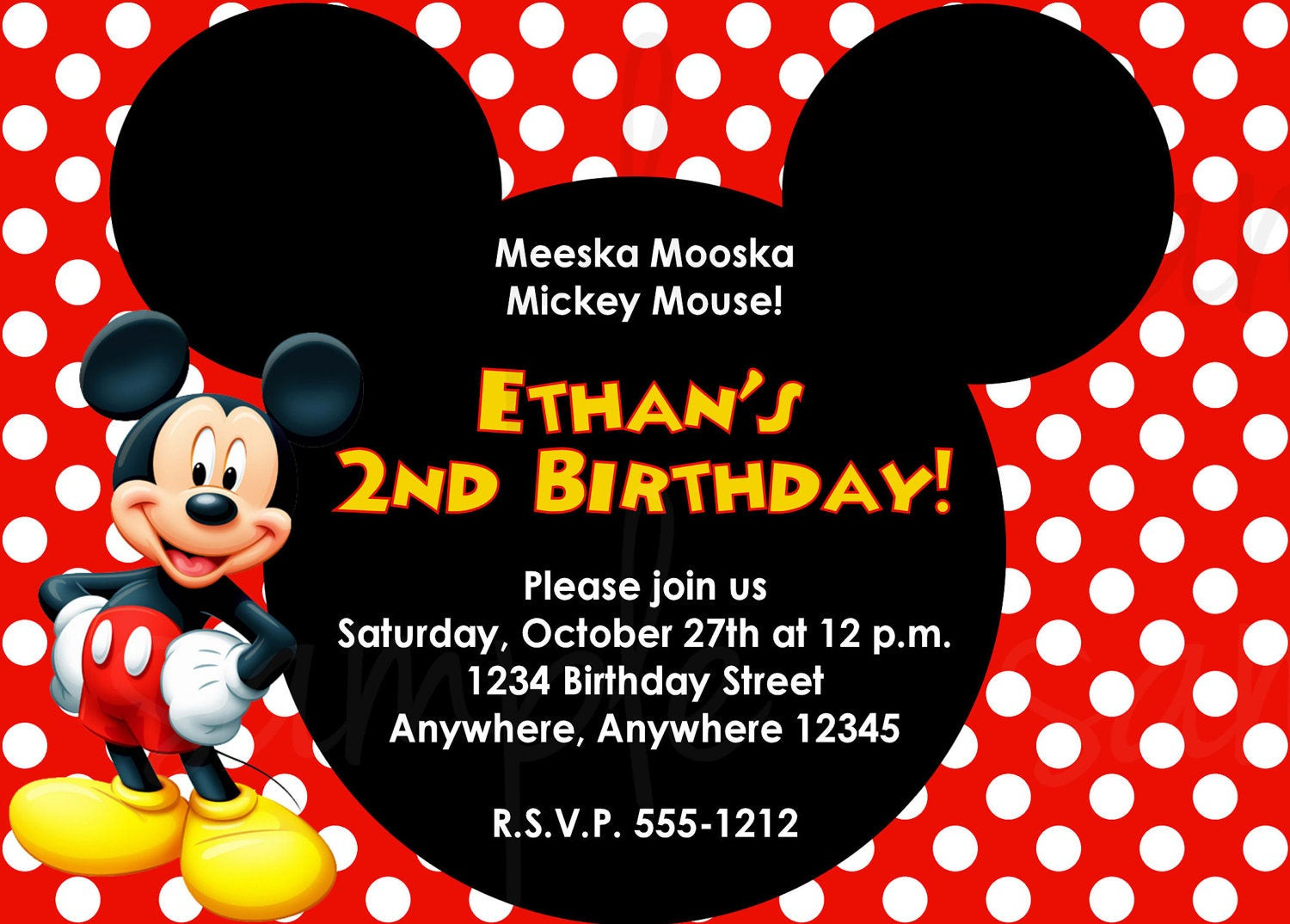 Mickey Mouse Birthday Invitation Wording
 Mickey Mouse Birthday Invitation