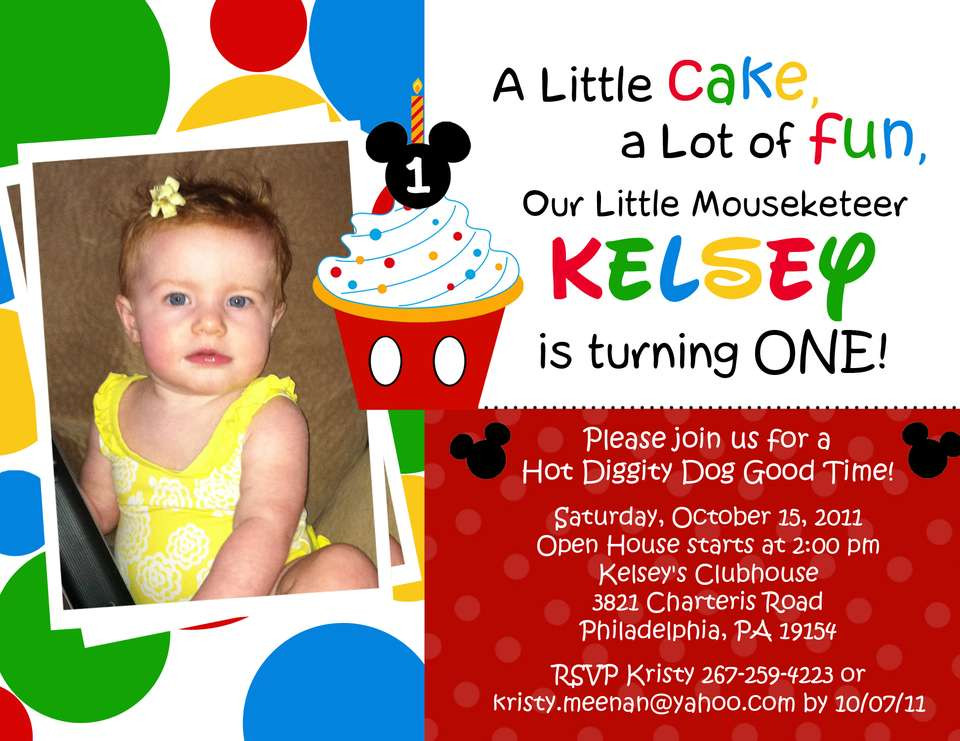 Mickey Mouse Birthday Invitation Wording
 Mickey Mouse Clubhouse 1st Birthday Invitations