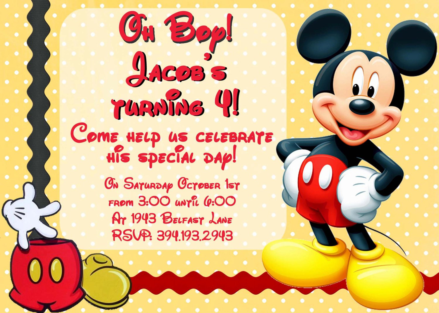 Mickey Mouse Birthday Invitation Wording
 Mickey Mouse Invitation Wording