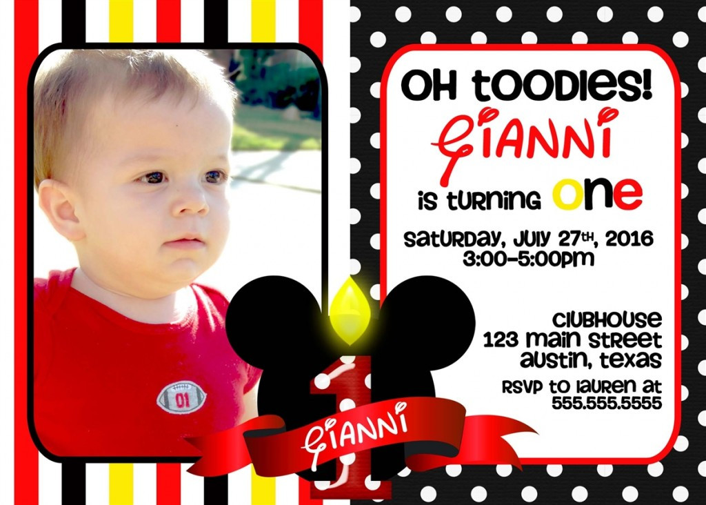 Mickey Mouse Birthday Invitation Wording
 Mickey Mouse 1st Birthday Invitations Ideas – Bagvania