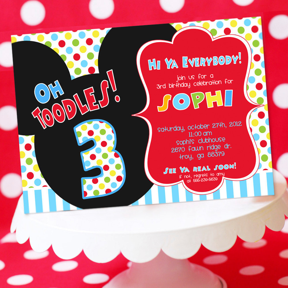 Mickey Mouse Birthday Invitation Wording
 Mickey Mouse Birthday Invitation Mickey by AmandasPartiesToGo