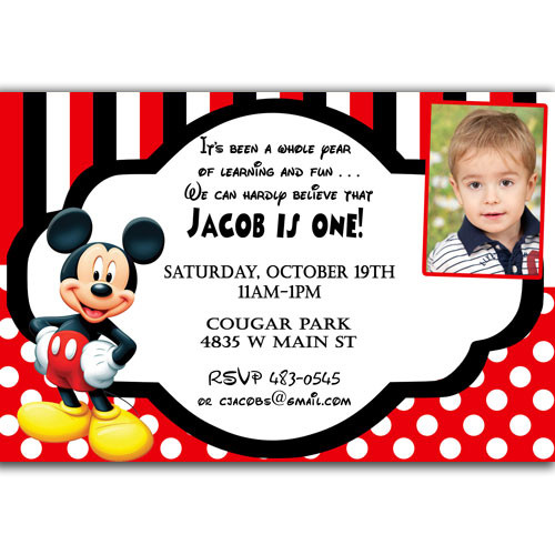 Mickey Mouse Birthday Invitation Wording
 Mickey Mouse First Birthday Party Invitation – FREE