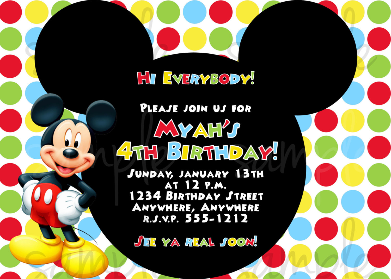 Mickey Mouse Birthday Invitation Wording
 FREE Mickey Mouse First Birthday Invitations Template