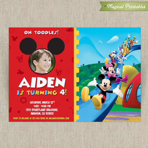 Mickey Mouse Clubhouse Birthday Invitations
 Disney Mickey Mouse Clubhouse Customizable Printable Party