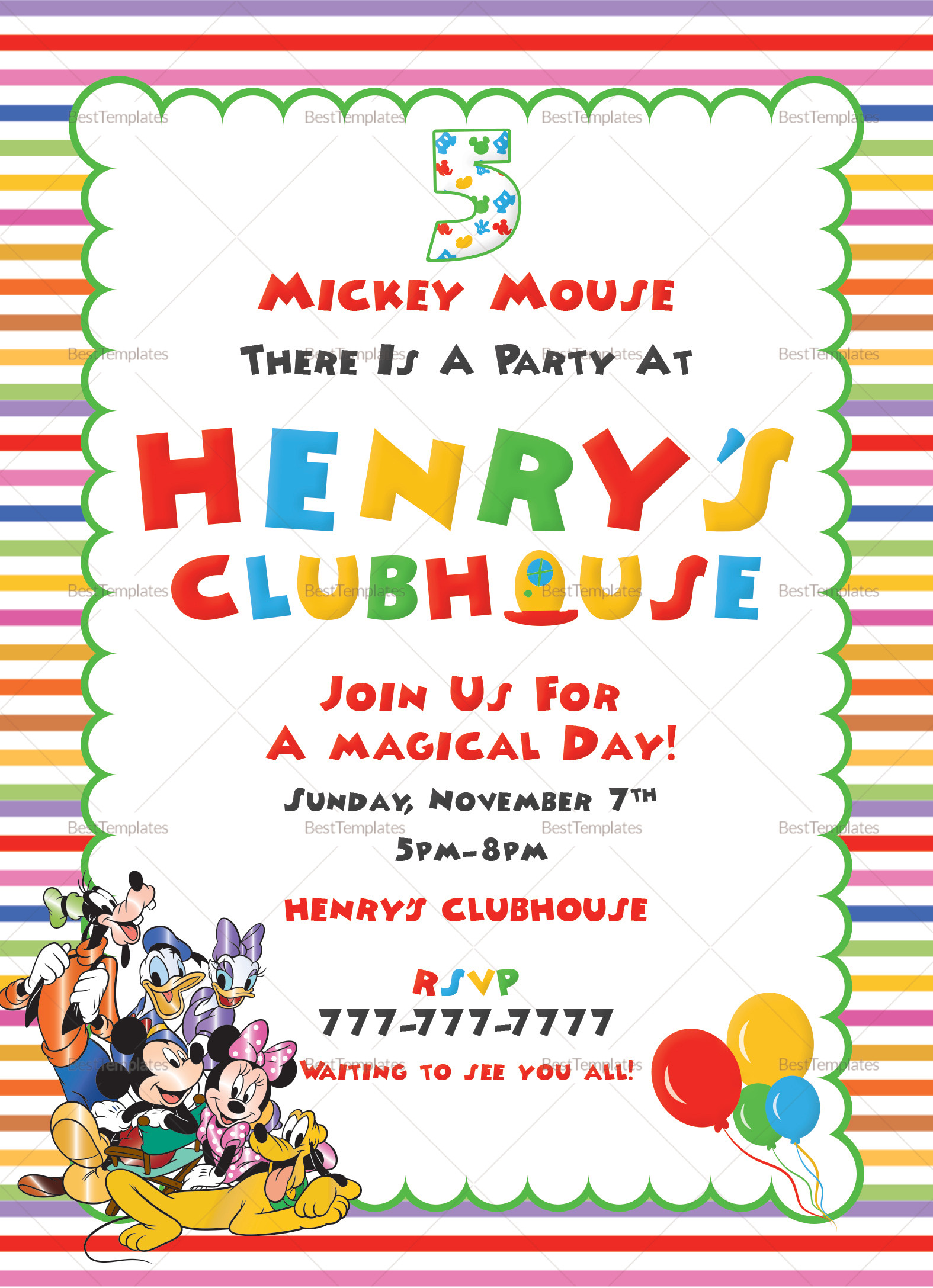 Mickey Mouse Clubhouse Birthday Invitations
 Mickey Mouse Clubhouse Birthday Invitation Design Template