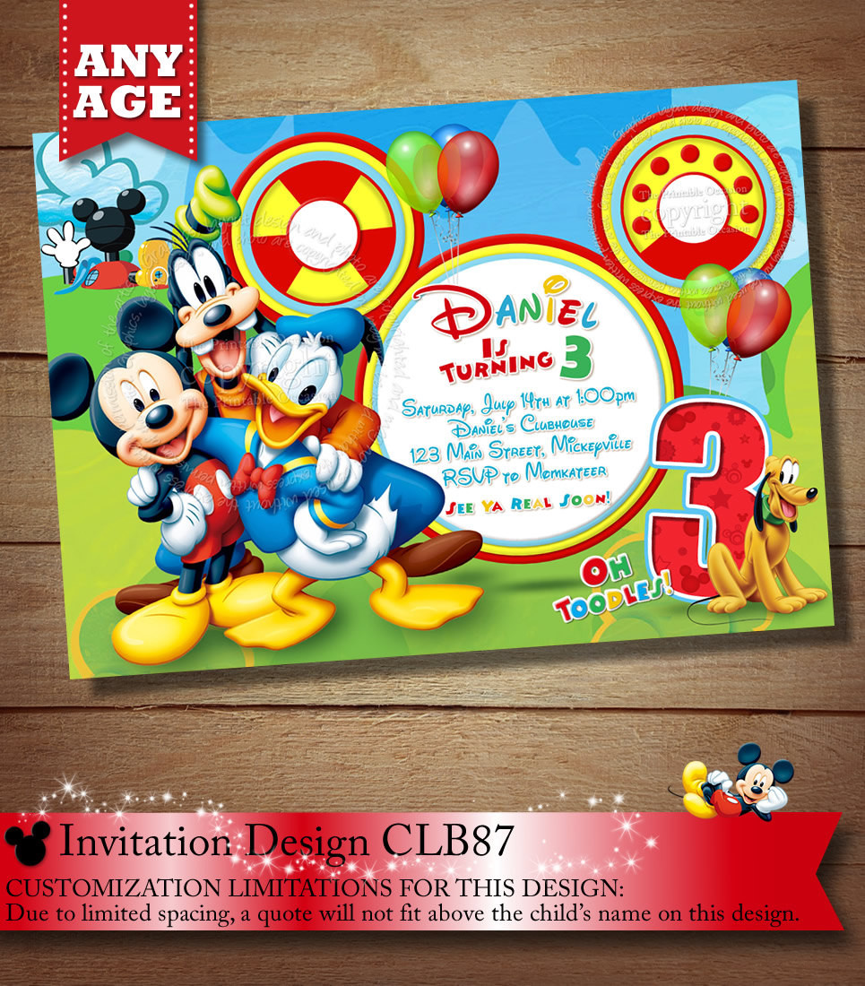 Mickey Mouse Clubhouse Birthday Invitations
 Mickey Mouse ClubHouse Invitation Mickey Invitation Mickey