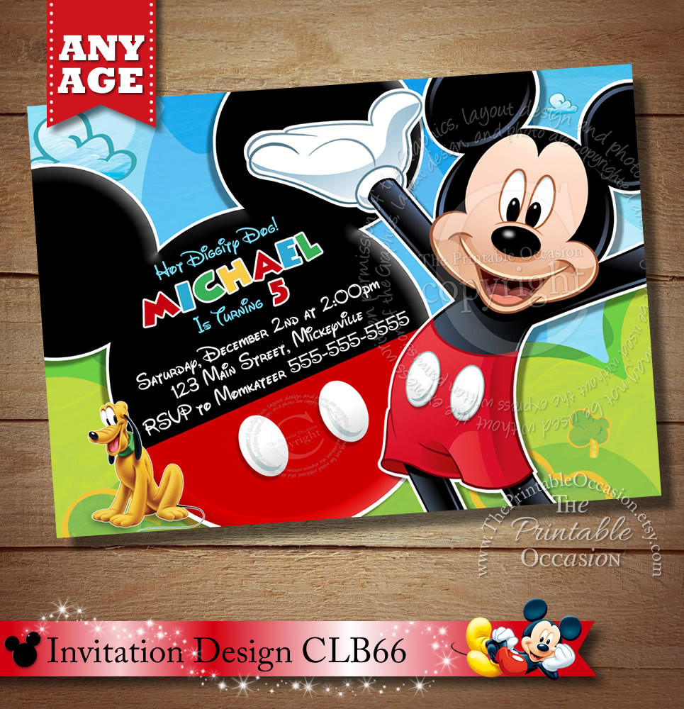 Mickey Mouse Clubhouse Birthday Invitations
 Mickey Mouse ClubHouse Invitation Mickey Invitation Mickey