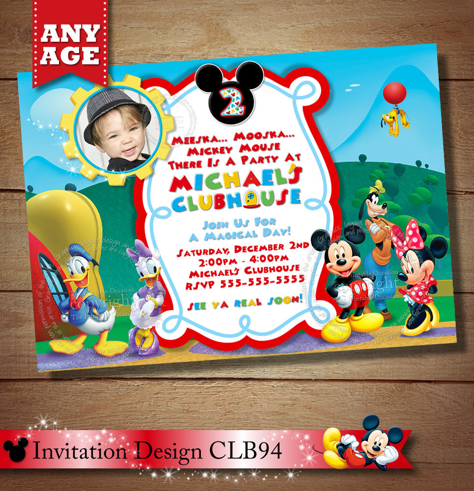 Mickey Mouse Clubhouse Birthday Invitations
 HUGE SELECTION Clubhouse Mickey Birthday Invitation Mickey