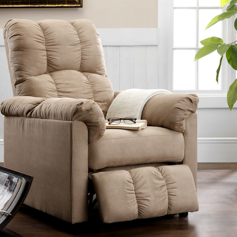 Microfiber Living Room Chairs
 NEW Modern Recliner Chair Beige Microfiber Reclining