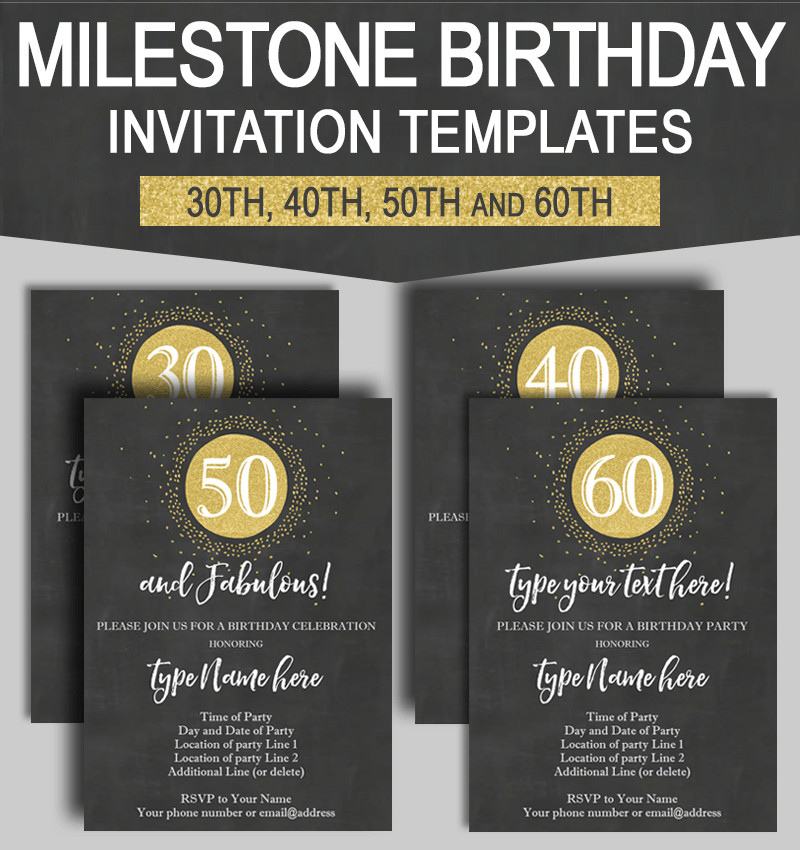 Milestone Birthday Invitations
 Milestone Birthday Invitation Templates